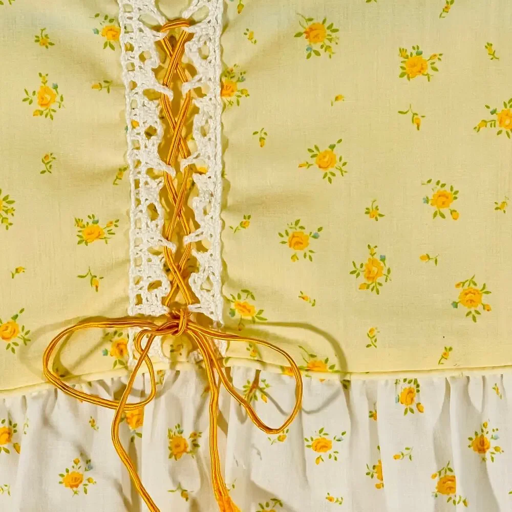 Bloome De Jeune Fille Vintage Prairie Dress Yellow Floral Puff Sleeve 3T
